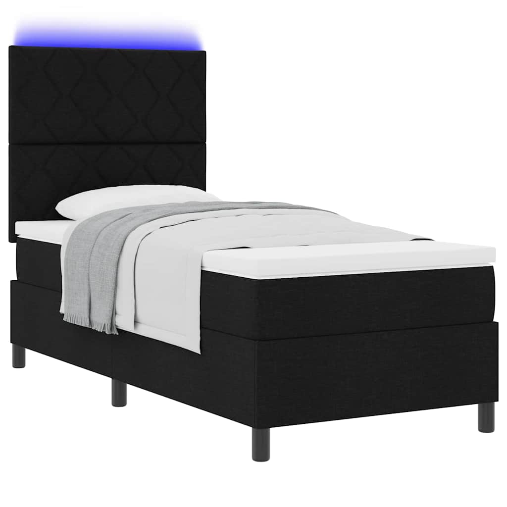 Boxspring bed met LED-stripverlichting Zwart 90 x 190 cm Stof