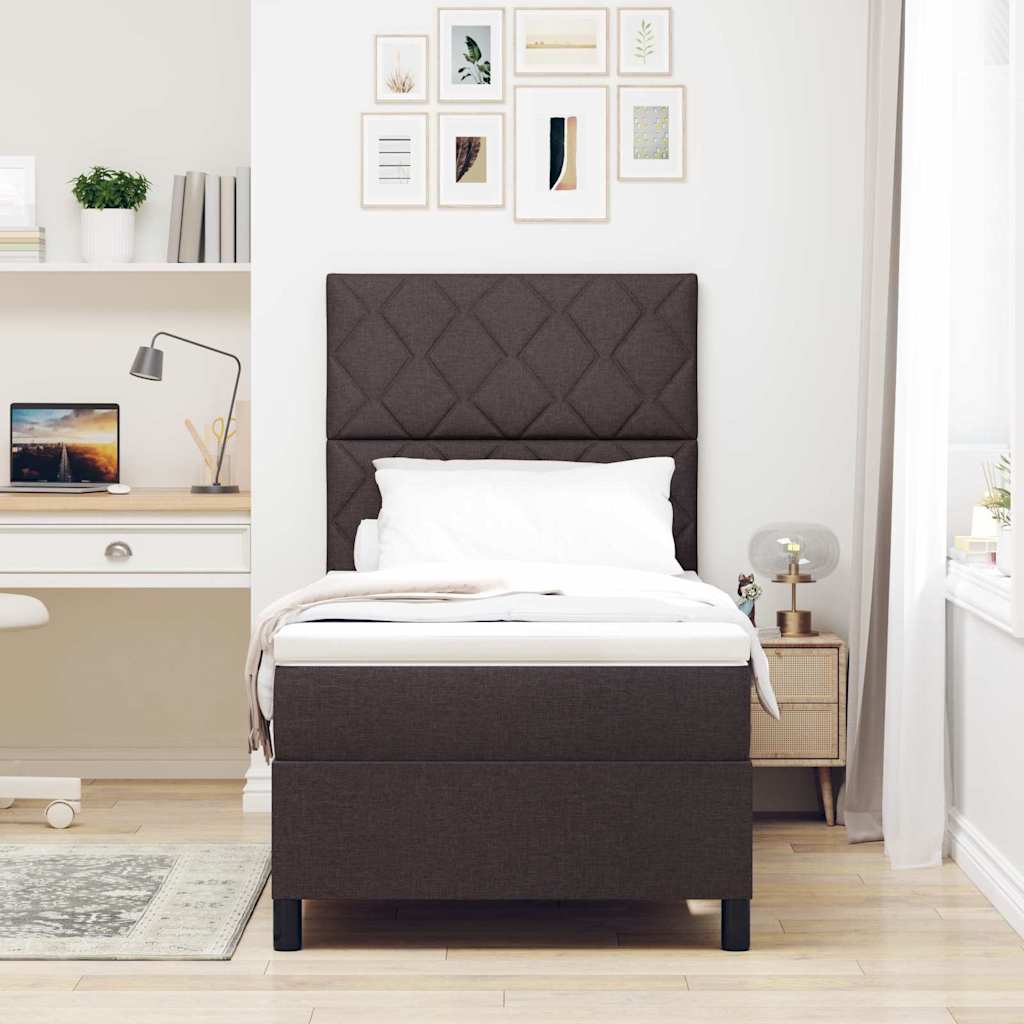 Boxspring bed met hoofdeinde Donkerbruin 90 x 190 cm Stof