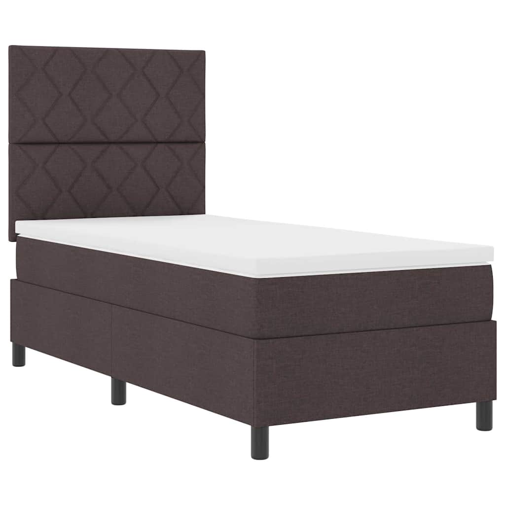 Boxspring bed met hoofdeinde Donkerbruin 90 x 190 cm Stof
