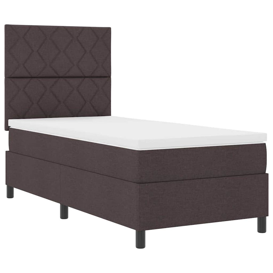 Boxspring bed met hoofdeinde Donkerbruin 90 x 190 cm Stof