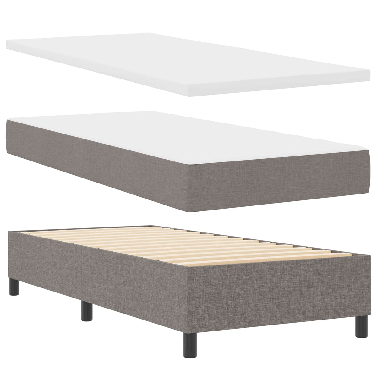Boxspring bed met LED-stripverlichting Taupe 90 x 190 cm Stof