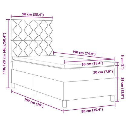 Boxspring bed met LED-stripverlichting Taupe 90 x 190 cm Stof