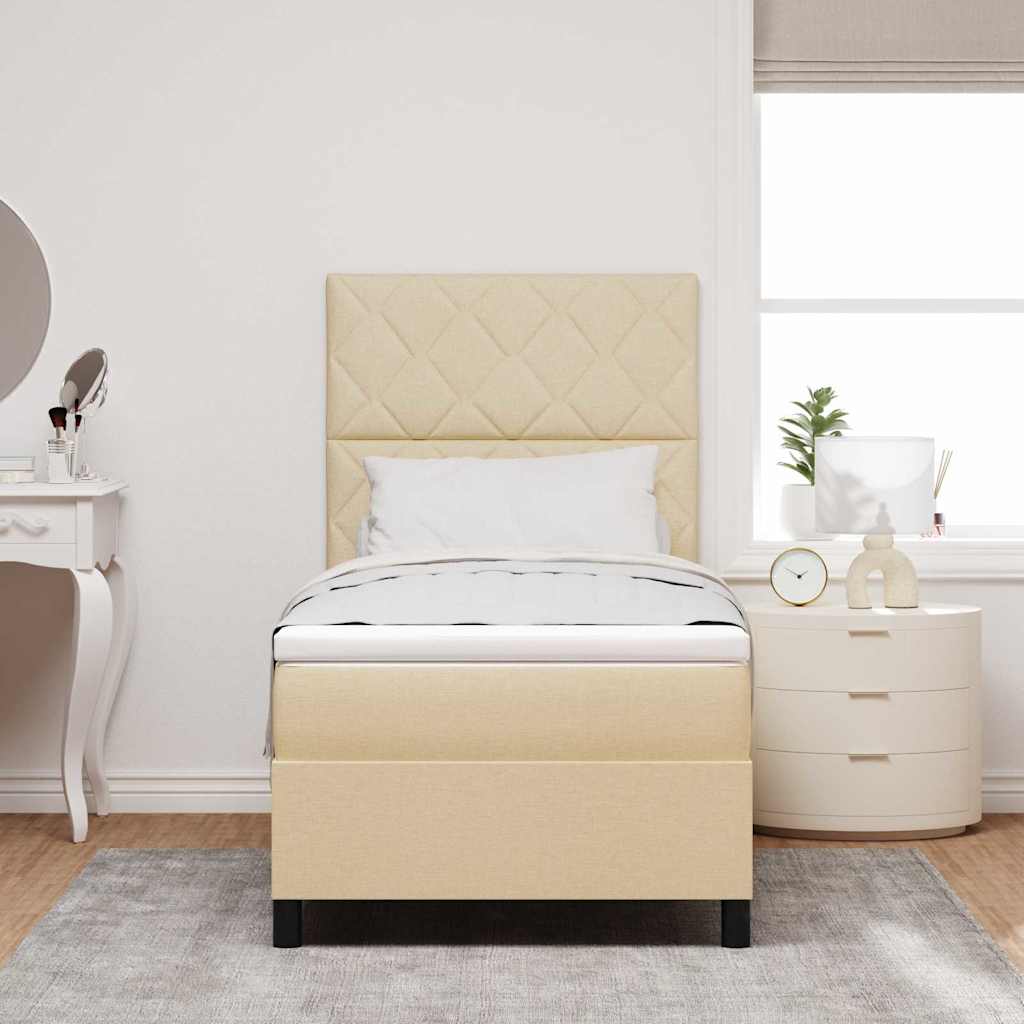 Boxspring bed met LED-stripverlichting Crème 90 x 190 cm Stof
