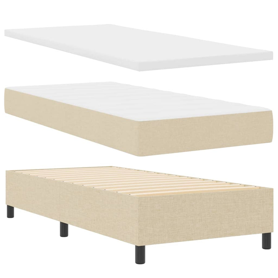 Boxspring bed met LED-stripverlichting Crème 90 x 190 cm Stof