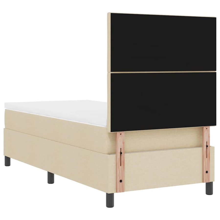Boxspring bed met LED-stripverlichting Crème 90 x 190 cm Stof