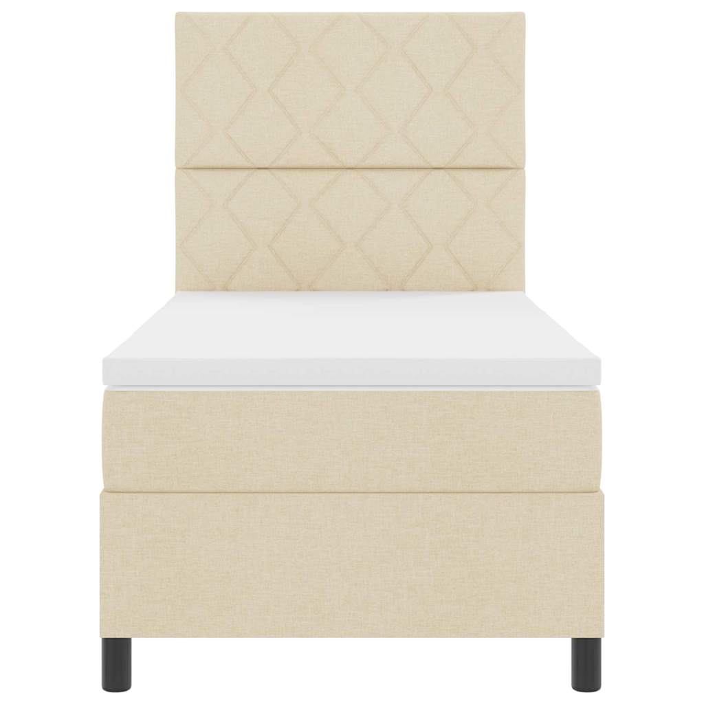 Boxspring bed met LED-stripverlichting Crème 90 x 190 cm Stof