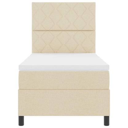 Boxspring bed met LED-stripverlichting Crème 90 x 190 cm Stof