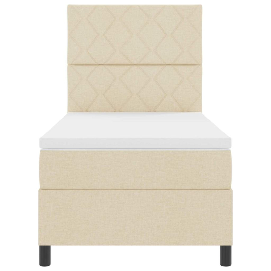 Boxspring bed met LED-stripverlichting Crème 90 x 190 cm Stof