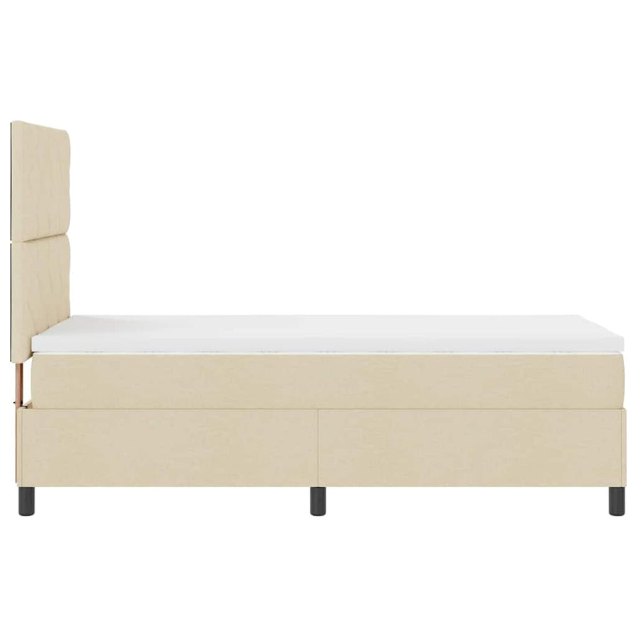 Boxspring bed met LED-stripverlichting Crème 90 x 190 cm Stof