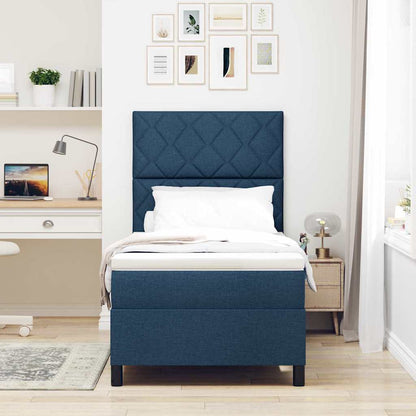 Boxspring bed met LED-stripverlichting Blauw 90 x 190 cm Stof