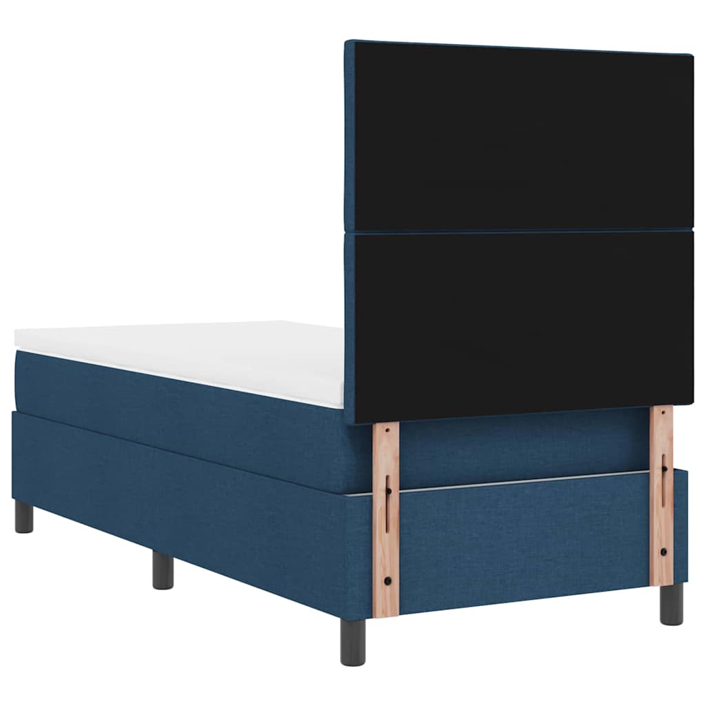 Boxspring bed met LED-stripverlichting Blauw 90 x 190 cm Stof
