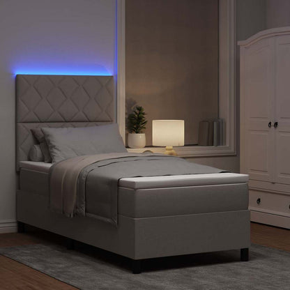 Boxspring bed met LED-stripverlichting Taupe 90 x 200 cm Stof