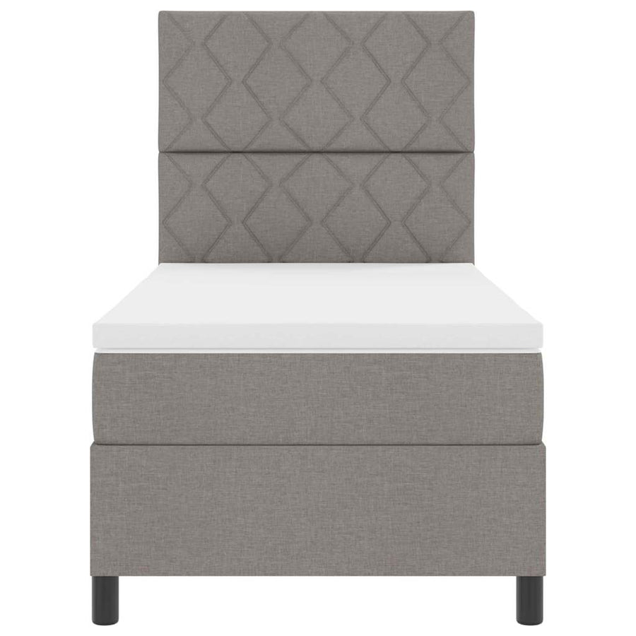 Boxspring bed met LED-stripverlichting Taupe 90 x 200 cm Stof