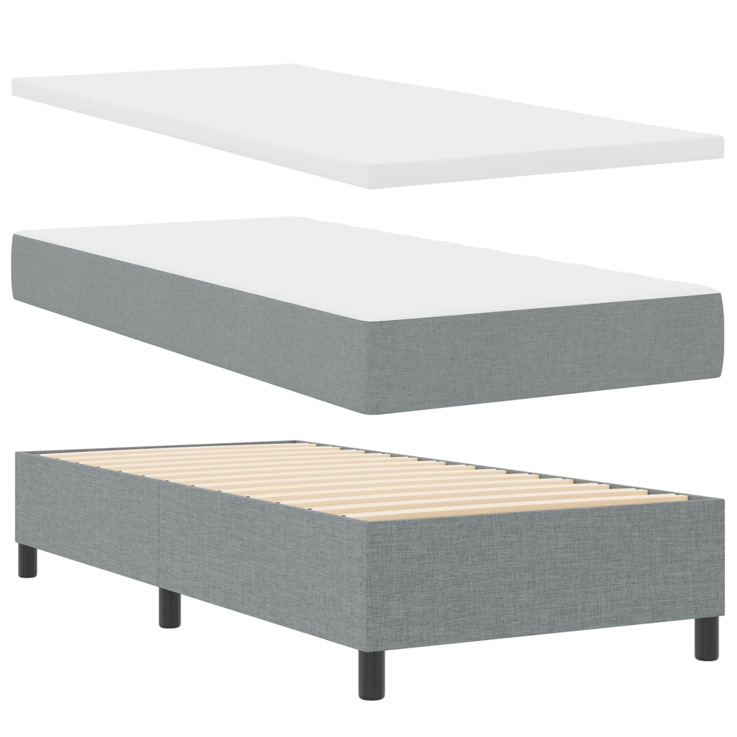 Boxspring bed met matras Lichtgrijs 100 x 200 cm Stof