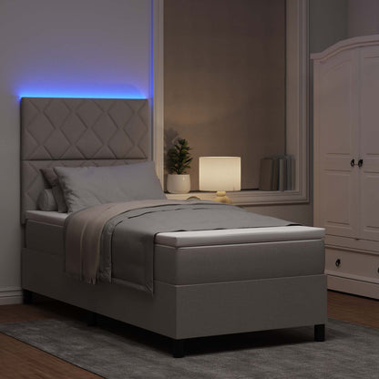 Boxspring bed met LED-stripverlichting Taupe 100 x 200 cm Stof