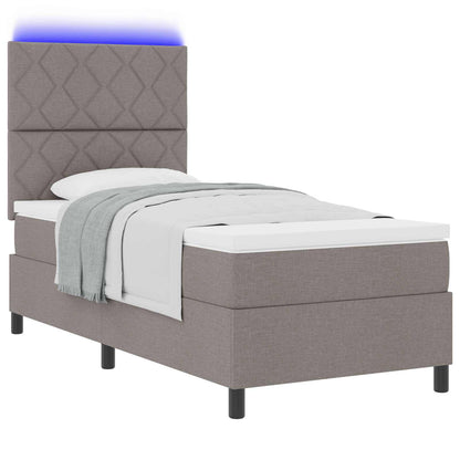 Boxspring bed met LED-stripverlichting Taupe 100 x 200 cm Stof