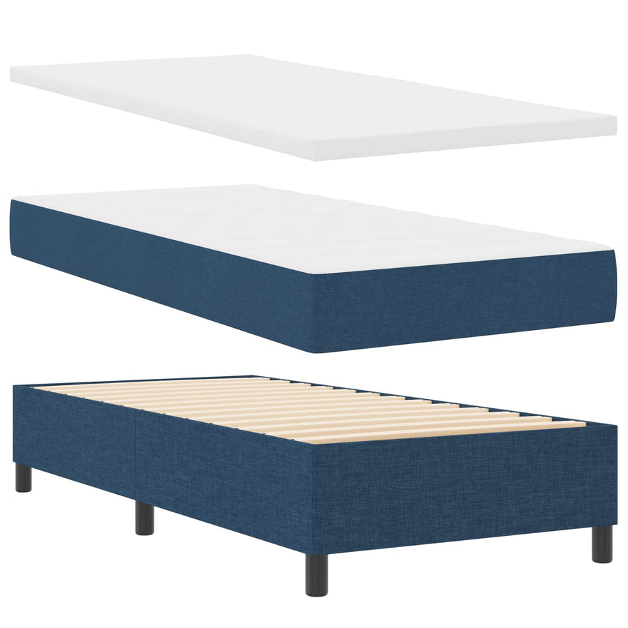 Boxspring bed met matras met hoofdeinde Blauw 100 x 200 cm Stof