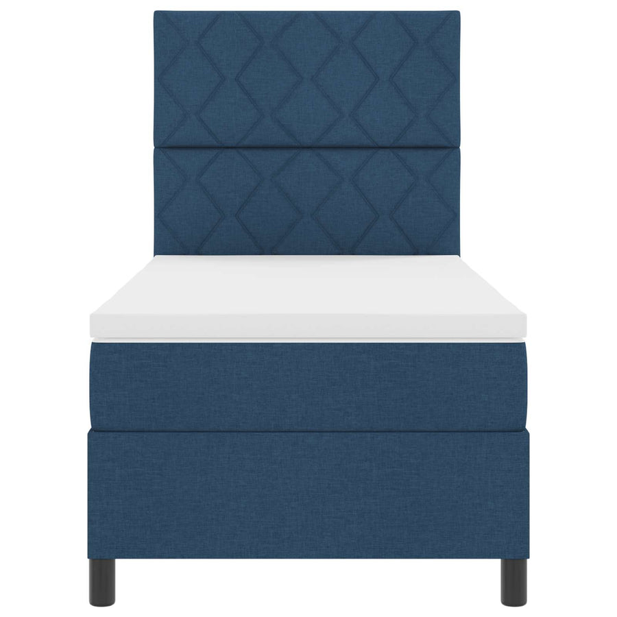 Boxspring bed met matras met hoofdeinde Blauw 100 x 200 cm Stof