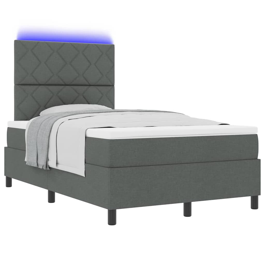 Boxspring bed met matras met LED Donkergrijs 120 x 190 cm Stof