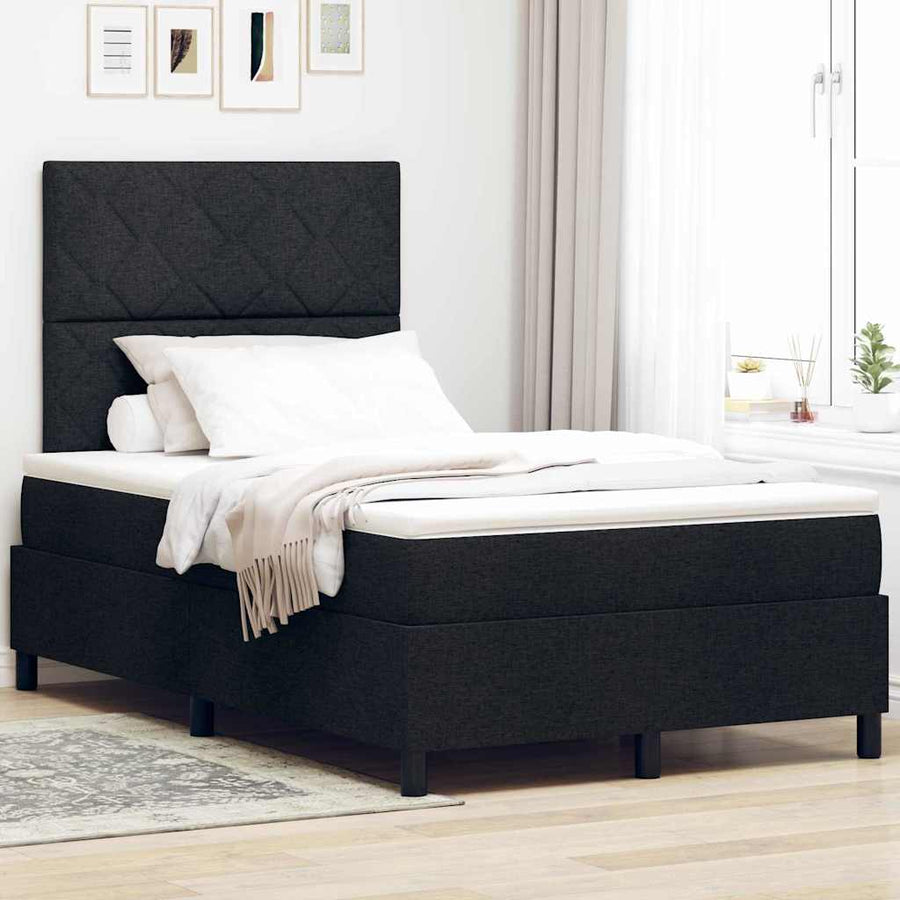 Boxspring bed met matras met hoofdeinde Zwart 120 x 190 cm Stof