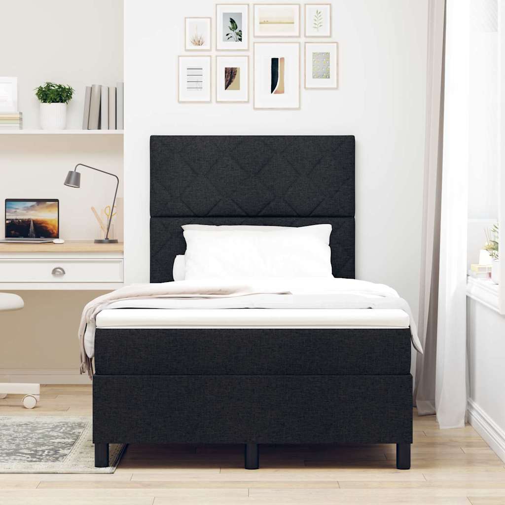 Boxspring bed met matras met hoofdeinde Zwart 120 x 190 cm Stof
