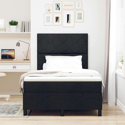 Boxspring bed met matras met hoofdeinde Zwart 120 x 190 cm Stof