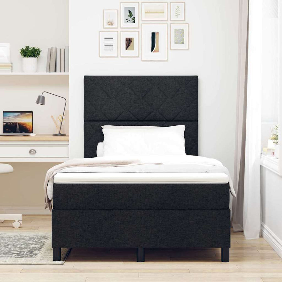 Boxspring bed met matras met hoofdeinde Zwart 120 x 190 cm Stof