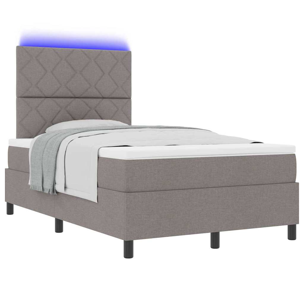 Boxspring bed met LED-stripverlichting Taupe 120 x 190 cm Stof