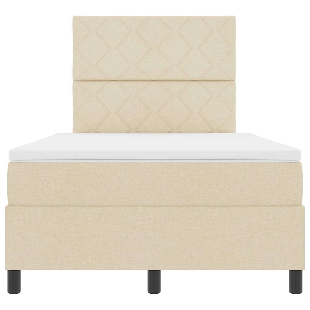 Boxspring bed met matras met hoofdeinde Crème 120 x 190 cm Stof
