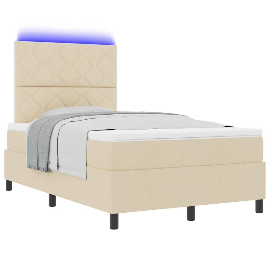 Boxspring bed met matras met hoofdeinde Crème 120 x 190 cm Stof