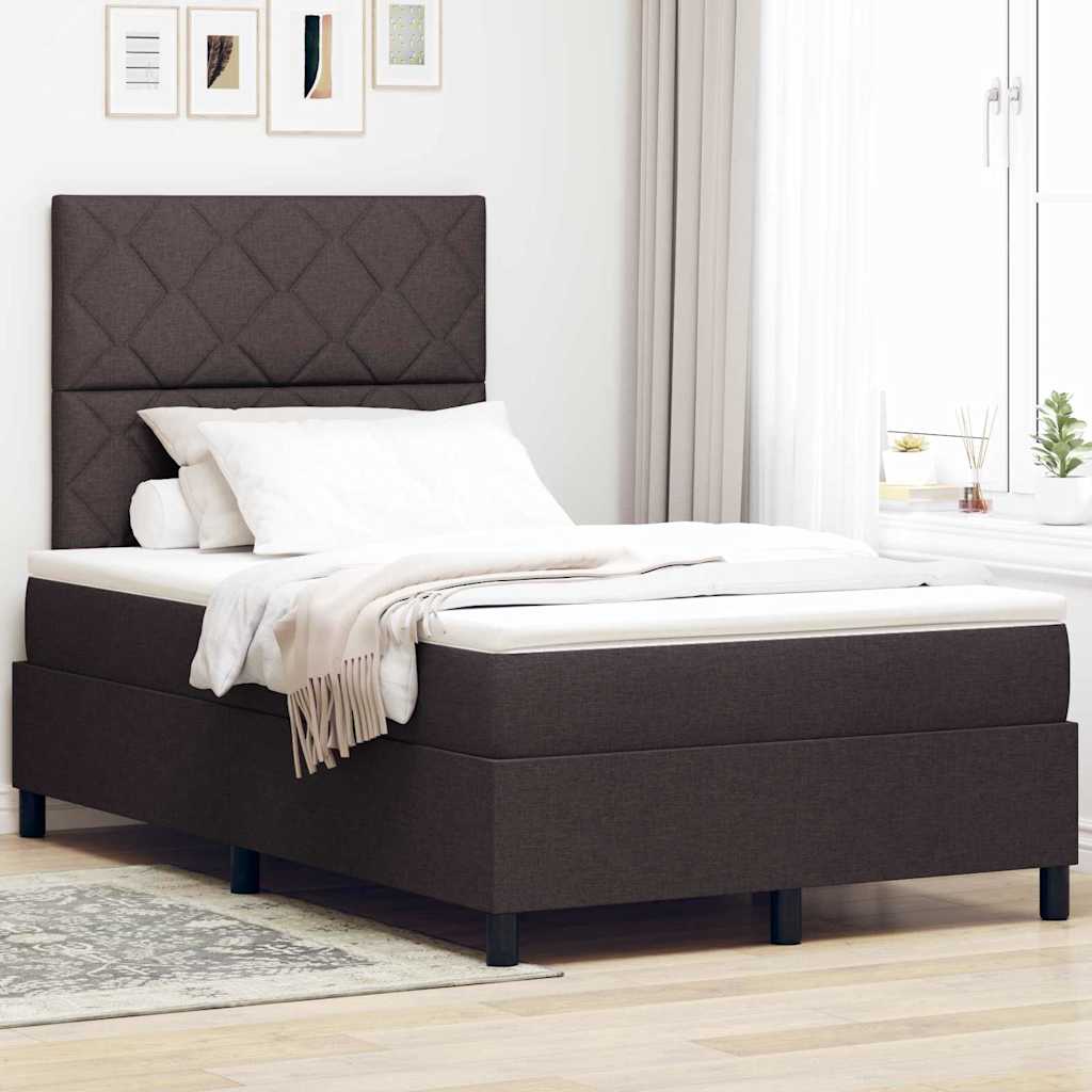 Boxspring bed met matras Donkerbruin 120 x 200 cm Stof