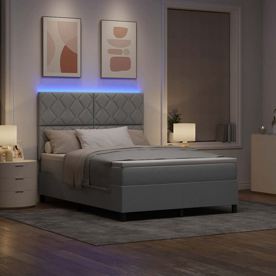 Boxspring bed met hoofdeinde Lichtgrijs 140 x 190 cm Stof