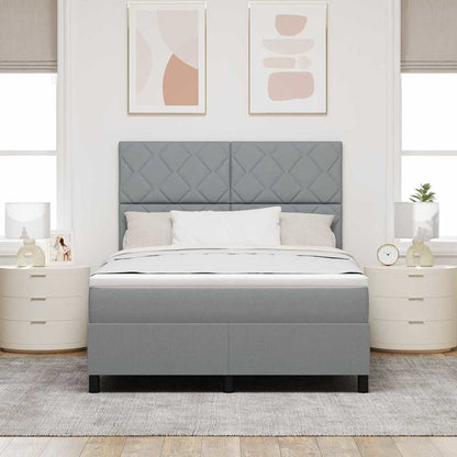 Boxspring bed met hoofdeinde Lichtgrijs 140 x 190 cm Stof