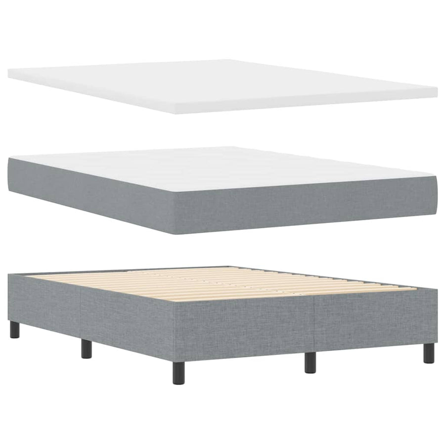 Boxspring bed met hoofdeinde Lichtgrijs 140 x 190 cm Stof