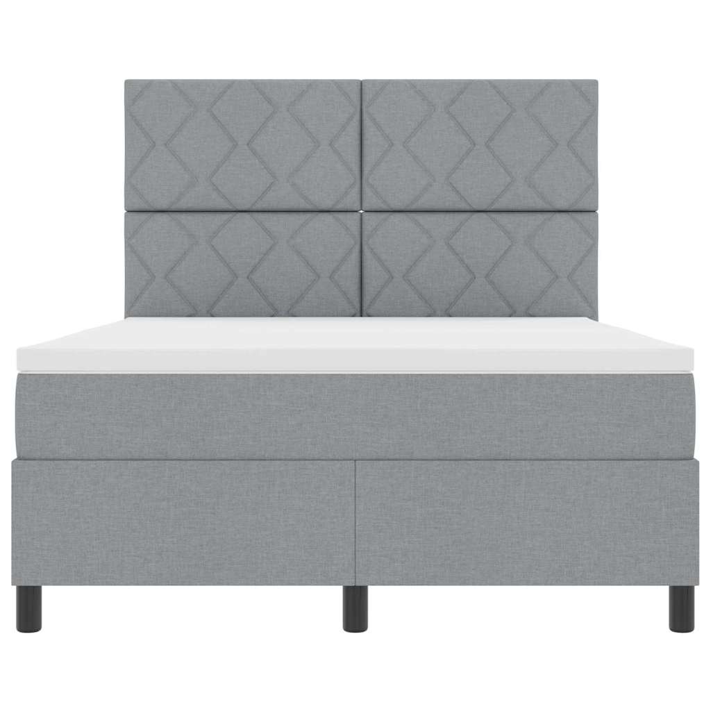 Boxspring bed met hoofdeinde Lichtgrijs 140 x 190 cm Stof