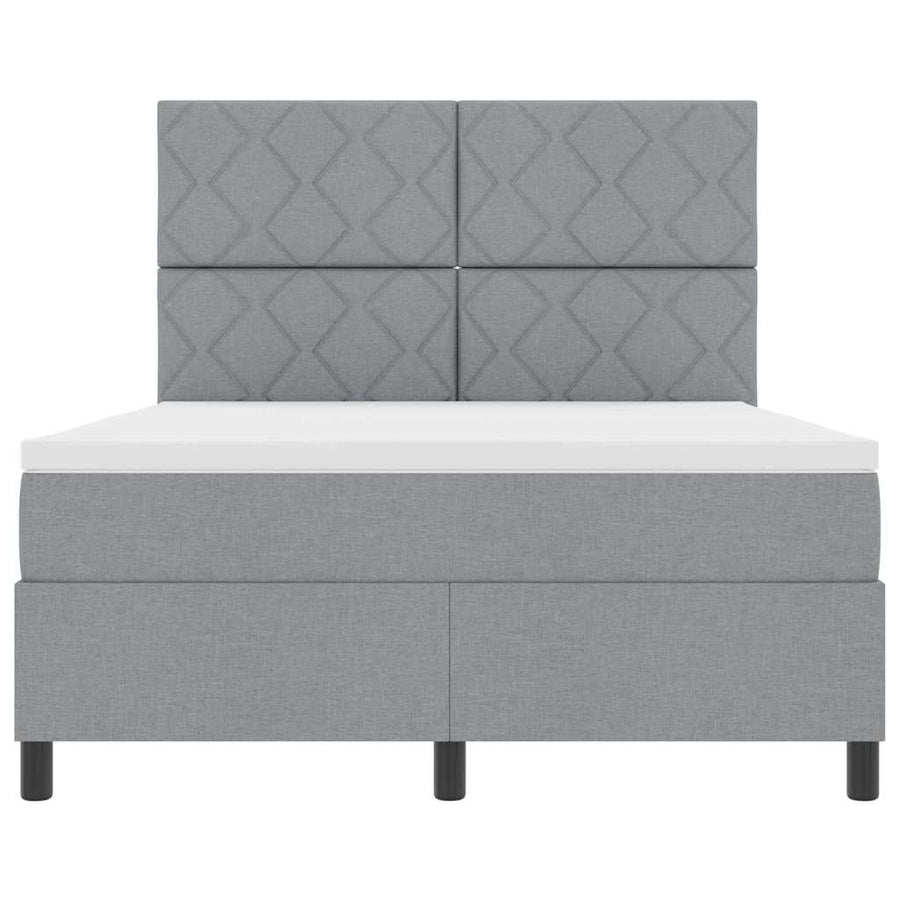 Boxspring bed met hoofdeinde Lichtgrijs 140 x 190 cm Stof