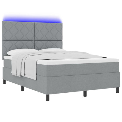 Boxspring bed met hoofdeinde Lichtgrijs 140 x 190 cm Stof