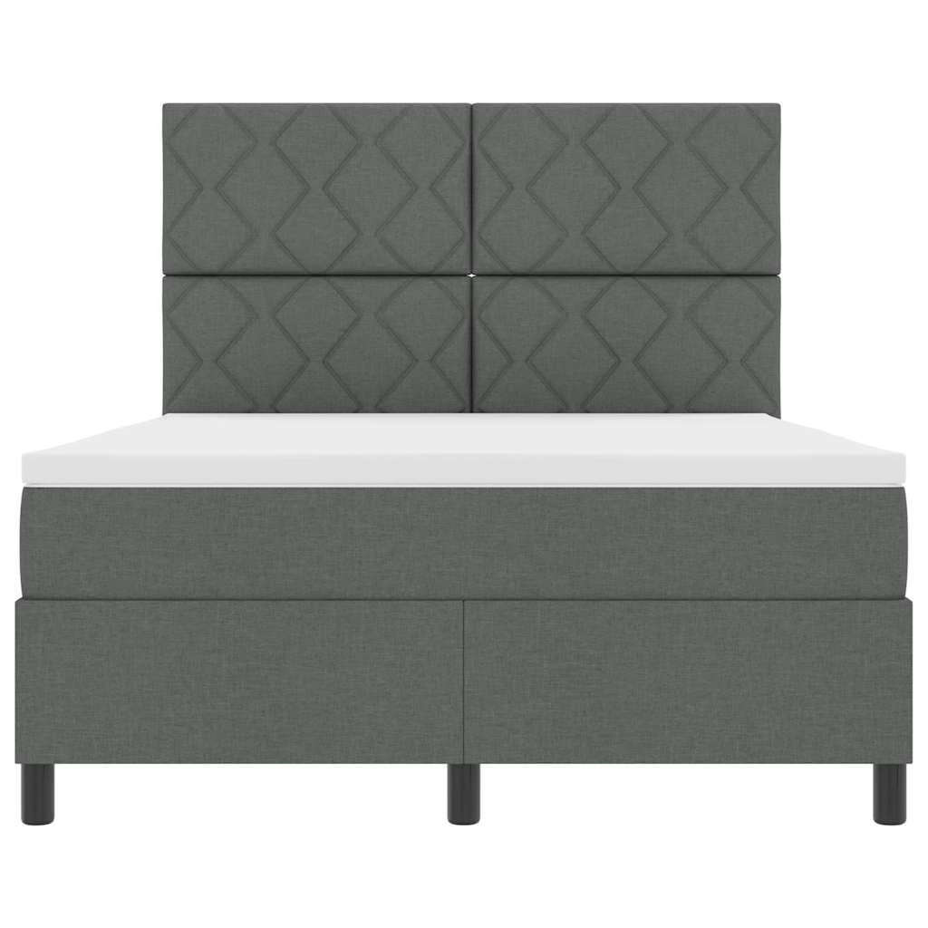 Boxspring bed met hoofdeinde Donkergrijs 140 x 190 cm Stof
