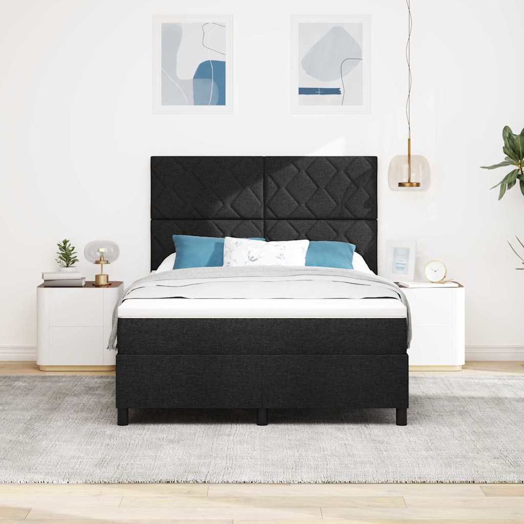 Boxspring bed met LED-stripverlichting Zwart 140 x 190 cm Stof