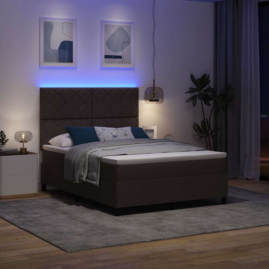 Boxspring bed met hoofdeinde Donkerbruin 140 x 190 cm Stof