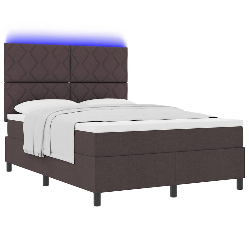 Boxspring bed met hoofdeinde Donkerbruin 140 x 190 cm Stof