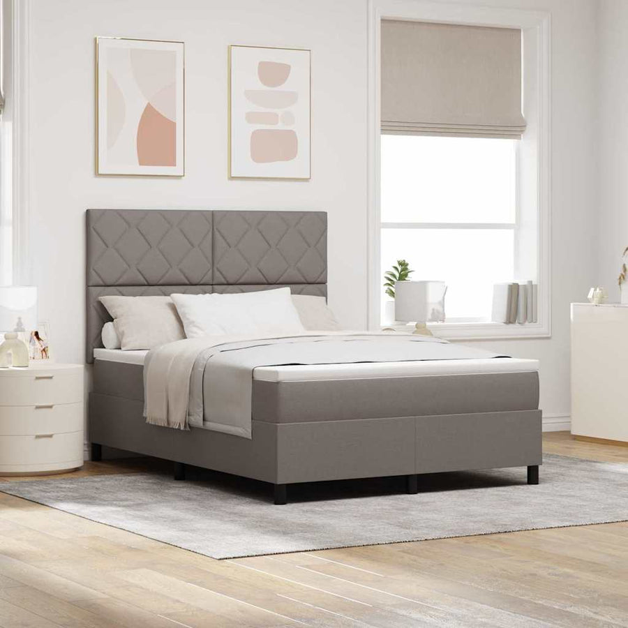 Boxspring bed met LED-stripverlichting Taupe 140 x 190 cm Stof
