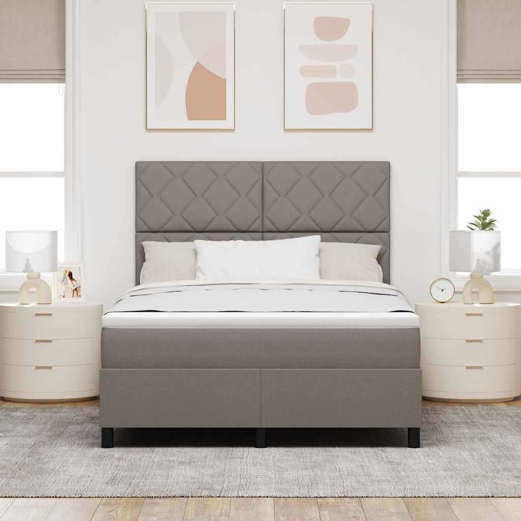 Boxspring bed met LED-stripverlichting Taupe 140 x 190 cm Stof