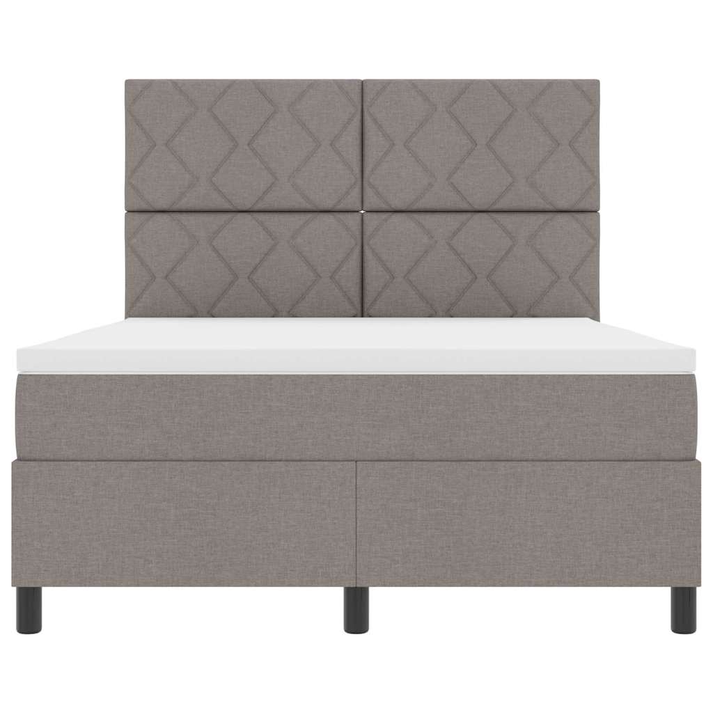 Boxspring bed met LED-stripverlichting Taupe 140 x 190 cm Stof