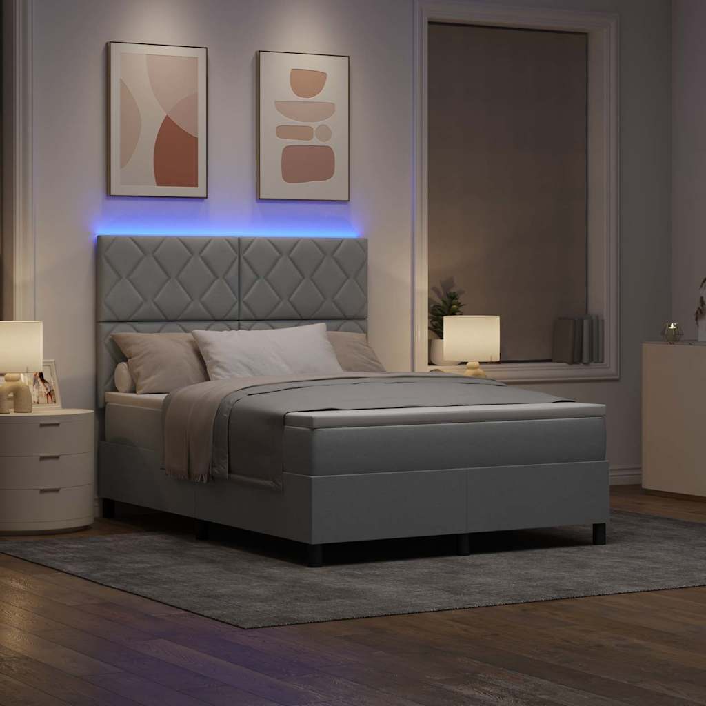 Boxspring bed met hoofdeinde Lichtgrijs 140 x 200 cm Stof