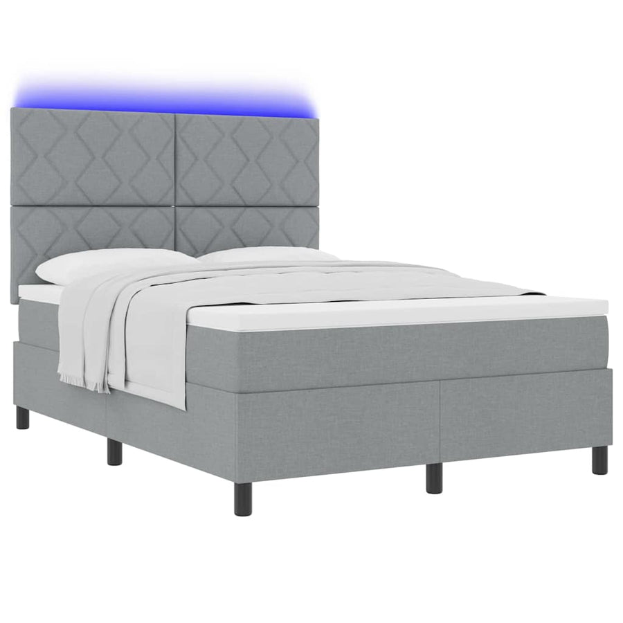 Boxspring bed met hoofdeinde Lichtgrijs 140 x 200 cm Stof