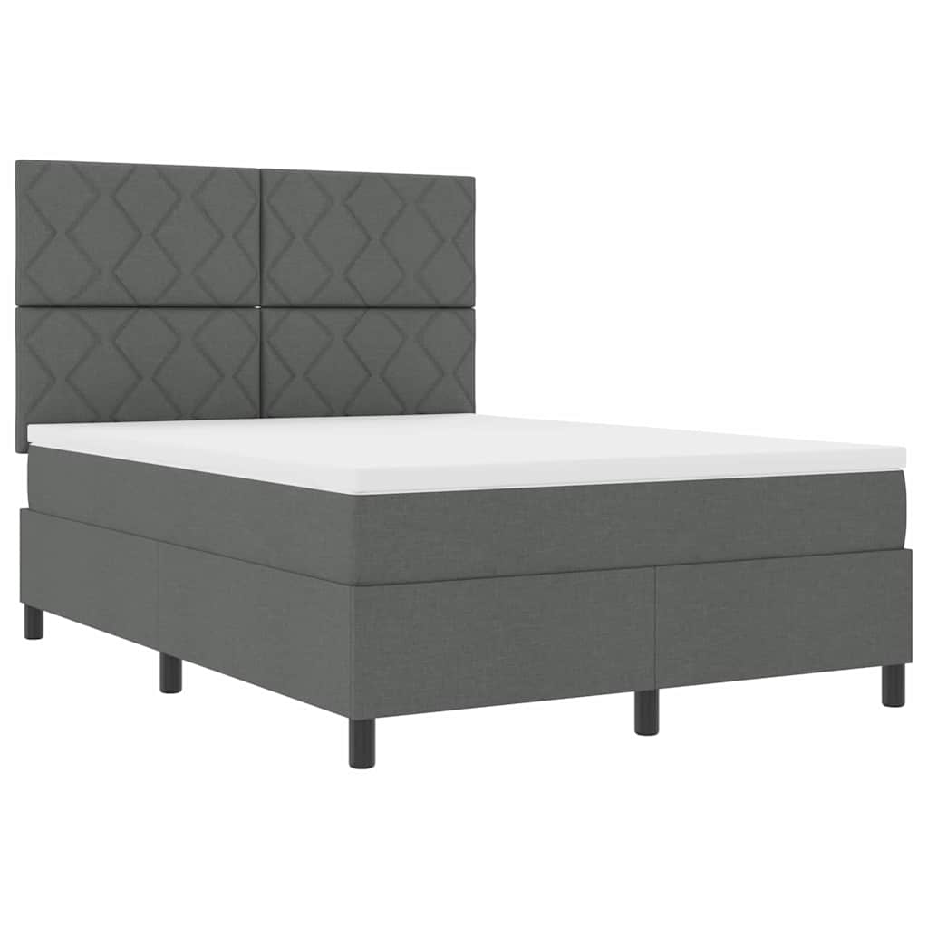 Boxspring bed met hoofdeinde Donkergrijs 140 x 200 cm Stof
