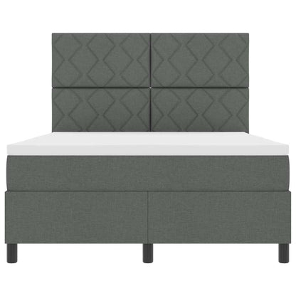 Boxspring bed met hoofdeinde Donkergrijs 140 x 200 cm Stof