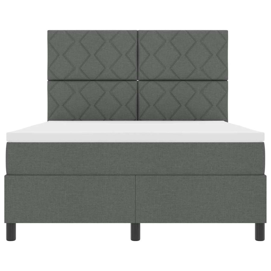 Boxspring bed met hoofdeinde Donkergrijs 140 x 200 cm Stof
