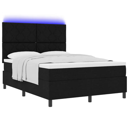 Boxspring bed met LED-stripverlichting Zwart 140 x 200 cm Stof